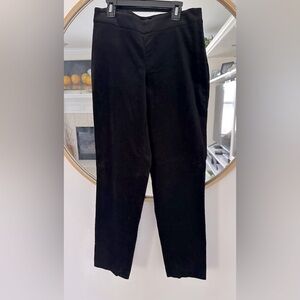 Talbots Black Velvet Cotton Stretch Blend Side Zip Flat Front Pants Size 2 Curvy